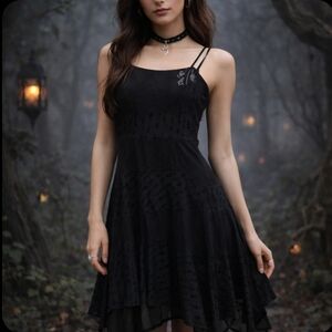 Dolcezza dark romantic goth tiered black witchy whimsigoth handkerchief hem  M